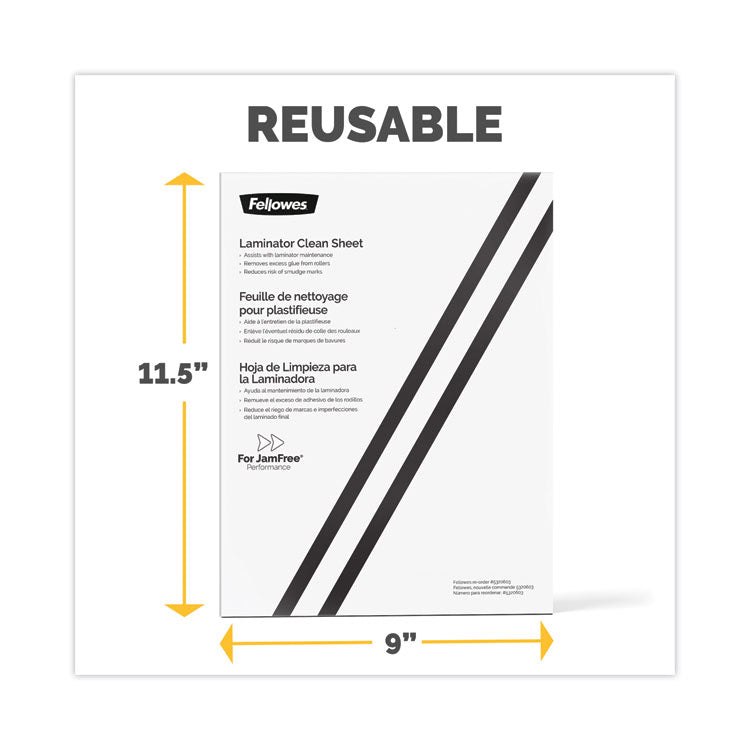 Laminator Cleaning Sheets, 3 to 10 mil, 8.5" x 11", White, 10/Pack