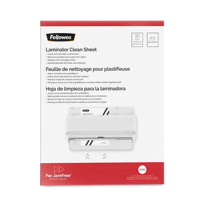 Laminator Cleaning Sheets, 3 to 10 mil, 8.5" x 11", White, 10/Pack