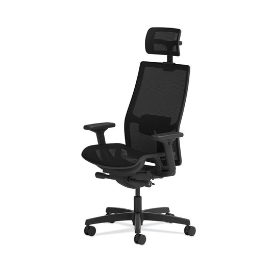 Ignition 2.0 4-Way Stretch Mesh Back/Seat Task Chair with Headrest, Supports Up to 300 lbs, 17" to 21" Seat, Black Seat/Base