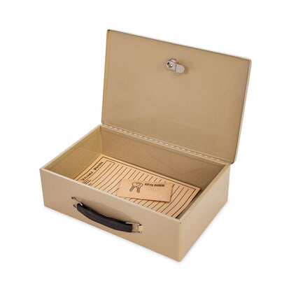 Heavy Duty Fire Retardant Box, 1 Compartment, Key Lock, 12.75" x 8.25" x 4", Sand