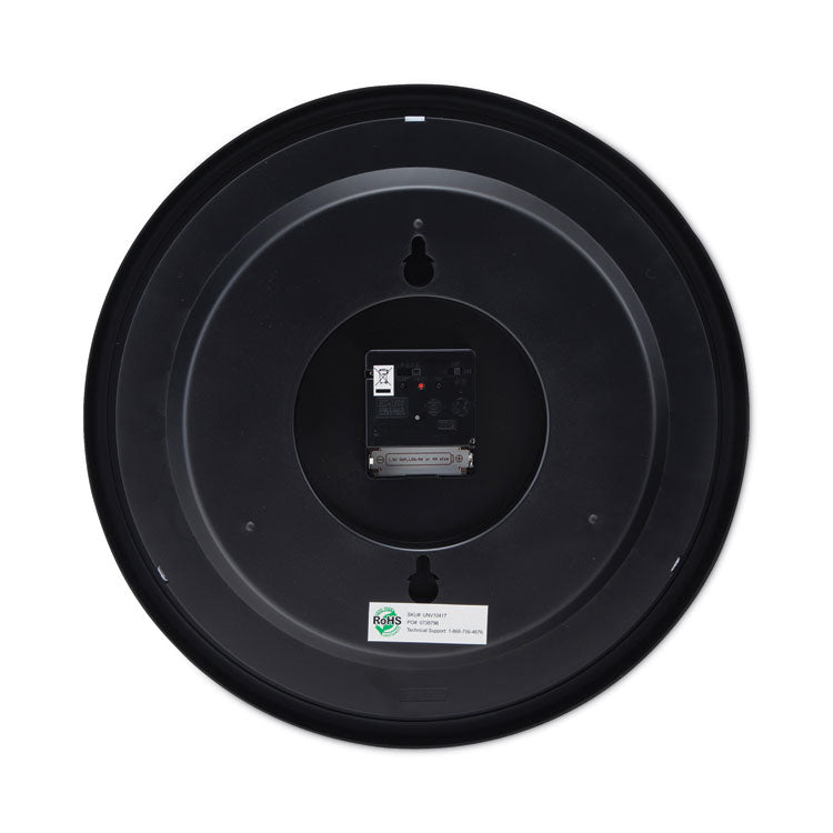 Deluxe 13 1/2" Indoor/Outdoor Atomic Clock, 13.5" Overall Diameter, Black Case, 1 AA (sold separately)