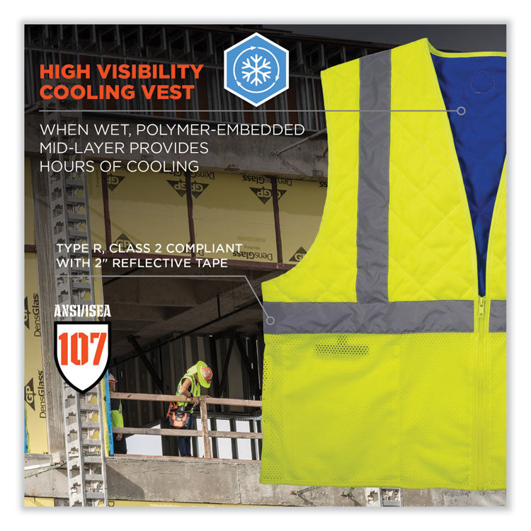 Chill-Its 6668 Class 2 Hi-Vis Safety Cooling Vest, Polymer, X-Large, Lime