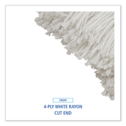 Cut-End Lie-Flat Wet Mop Head, Rayon, 24 oz, White