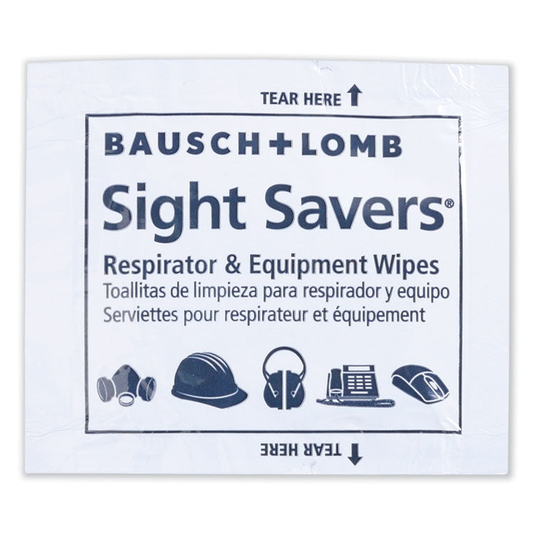 Sight Savers Respirator and Equipment Wipes, Cloth, 5 x 8, Unscented, White, 100/Box