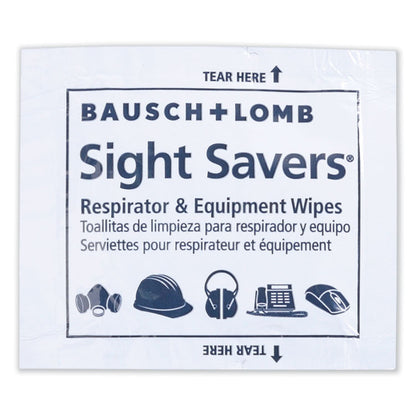Sight Savers Respirator and Equipment Wipes, Cloth, 5 x 8, Unscented, White, 100/Box