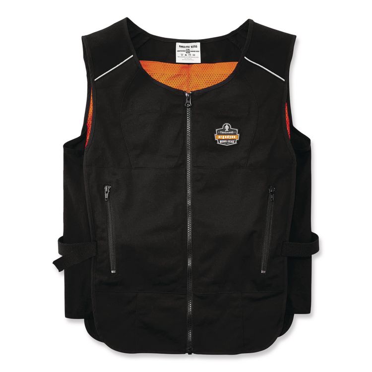 Chill-Its 6260 Lightweight Phase Change Cooling Vest with Packs, Cotton/Polyester, Large/X-Large, Black