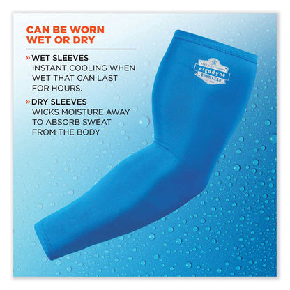 Chill-Its 6690 Performance Knit Cooling Arm Sleeve, Polyester/Spandex, 2X-Large, Blue, 2 Sleeves