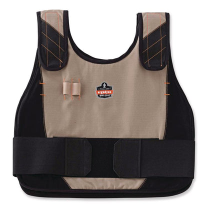 Chill-Its 6215 Premium FR Phase Change Cooling Vest with Packs, Modacrylic Cotton, Small/Medium, Khaki