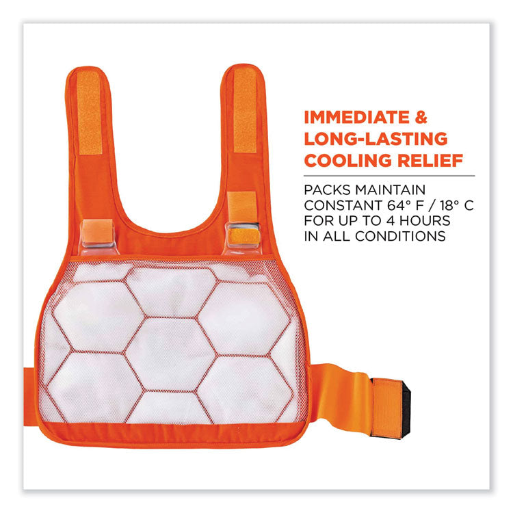 Chill-Its 6215 Premium FR Phase Change Cooling Vest with Packs, Modacrylic Cotton, Large/X-Large, Orange