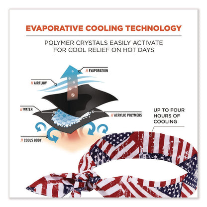 Chill-Its 6700 Cooling Bandana Polymer Tie Headband, One Size Fits Most, Stars and Stripes