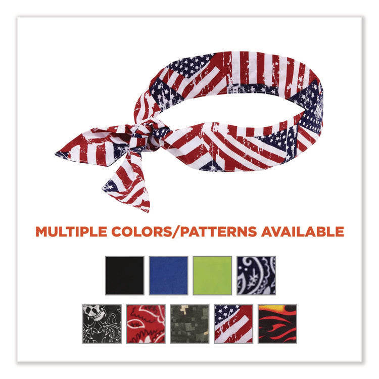 Chill-Its 6700 Cooling Bandana Polymer Tie Headband, One Size Fits Most, Stars and Stripes