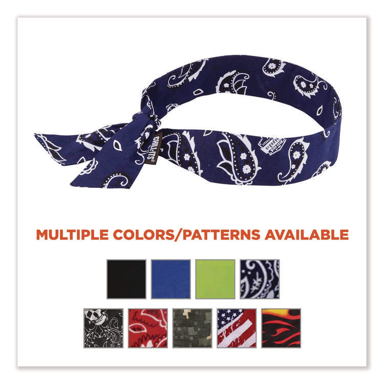 Chill-Its 6700 Cooling Bandana Polymer Tie Headband, One Size Fits Most, Navy Western