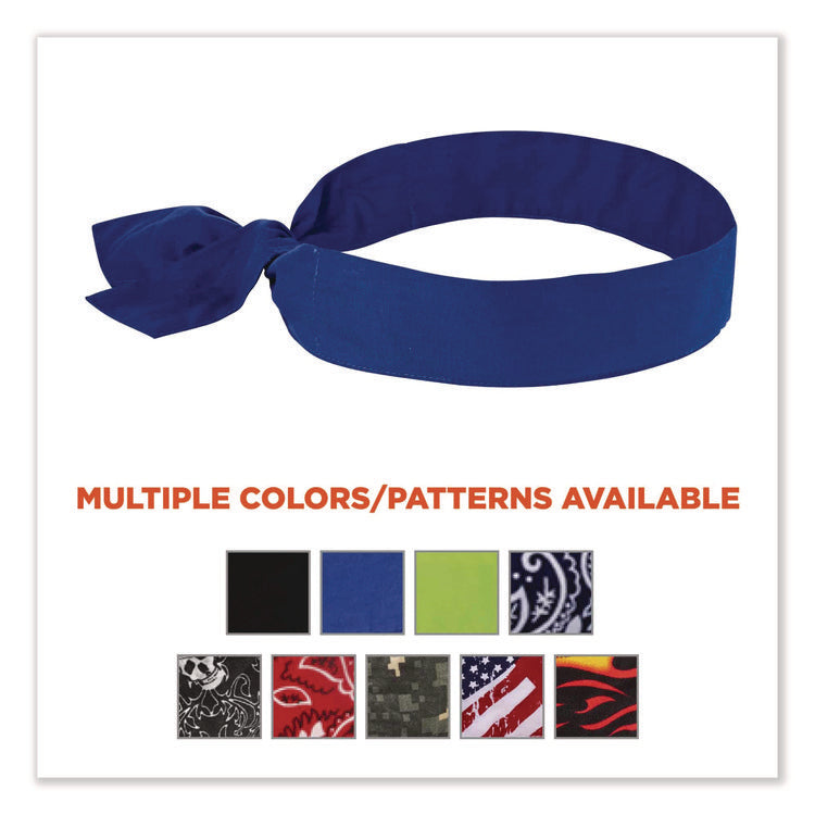 Chill-Its 6700 Cooling Bandana Polymer Tie Headband, One Size Fits Most, Solid Blue