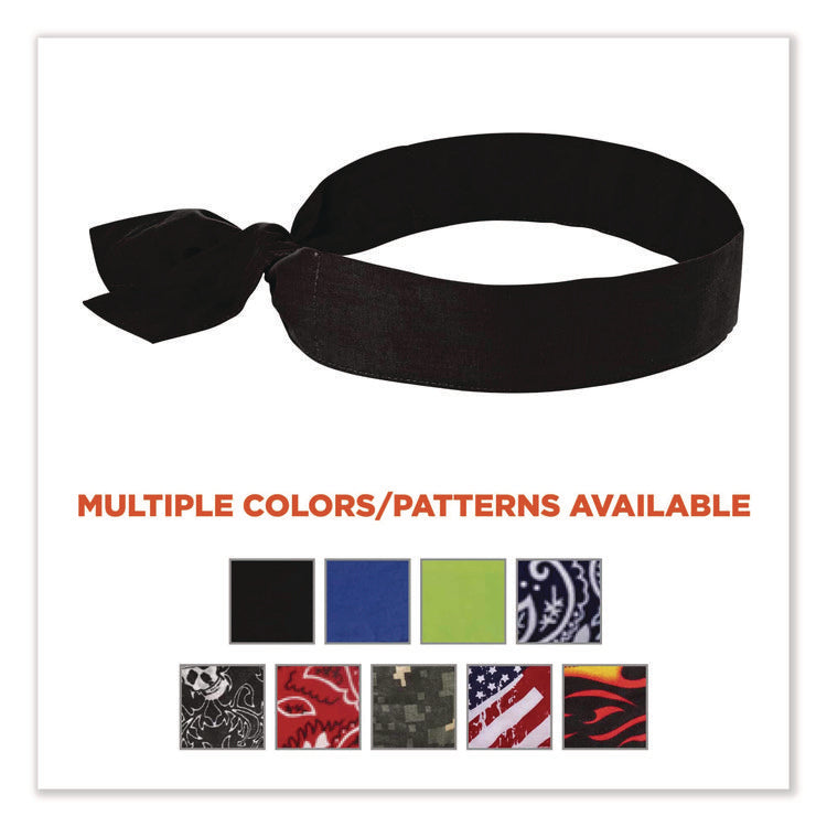 Chill-Its 6700 Cooling Bandana Polymer Tie Headband, One Size Fits Most, Black
