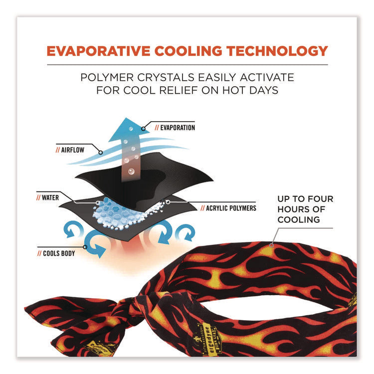 Chill-Its 6700 Cooling Bandana Polymer Tie Headband, One Size Fits Most, Flames