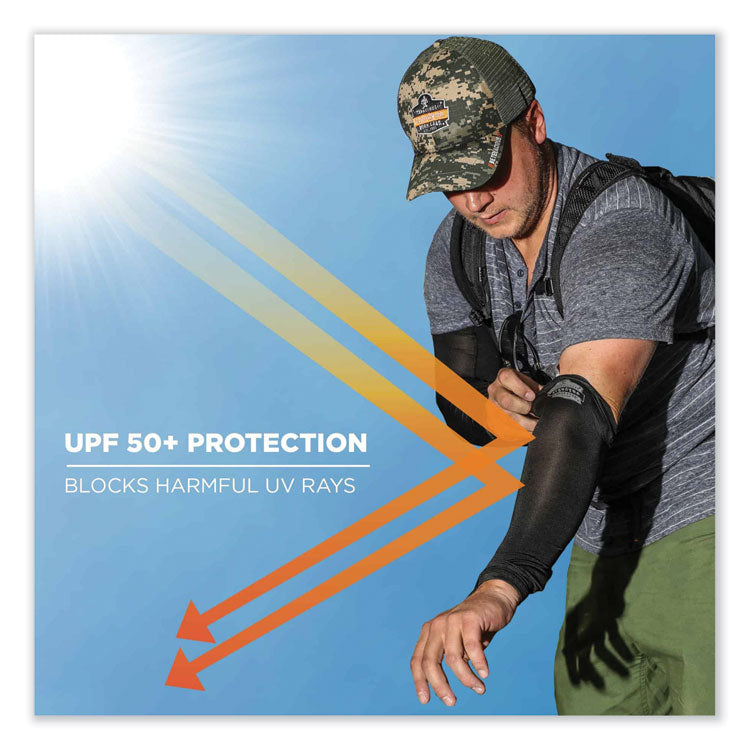 Chill-Its 6690 Performance Knit Cooling Arm Sleeve, Polyester/Spandex, Medium, Black, 2 Sleeves