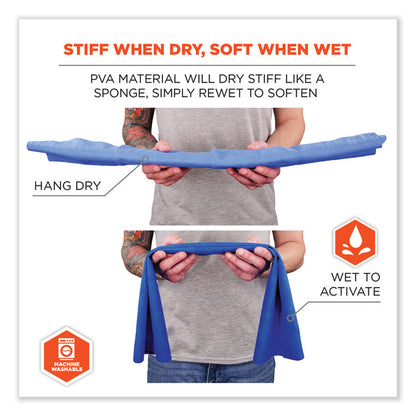 Chill-Its 6602 Evaporative PVA Cooling Towel, 29.5 x 13, One Size Fits Most, PVA, Blue, 50/Pack