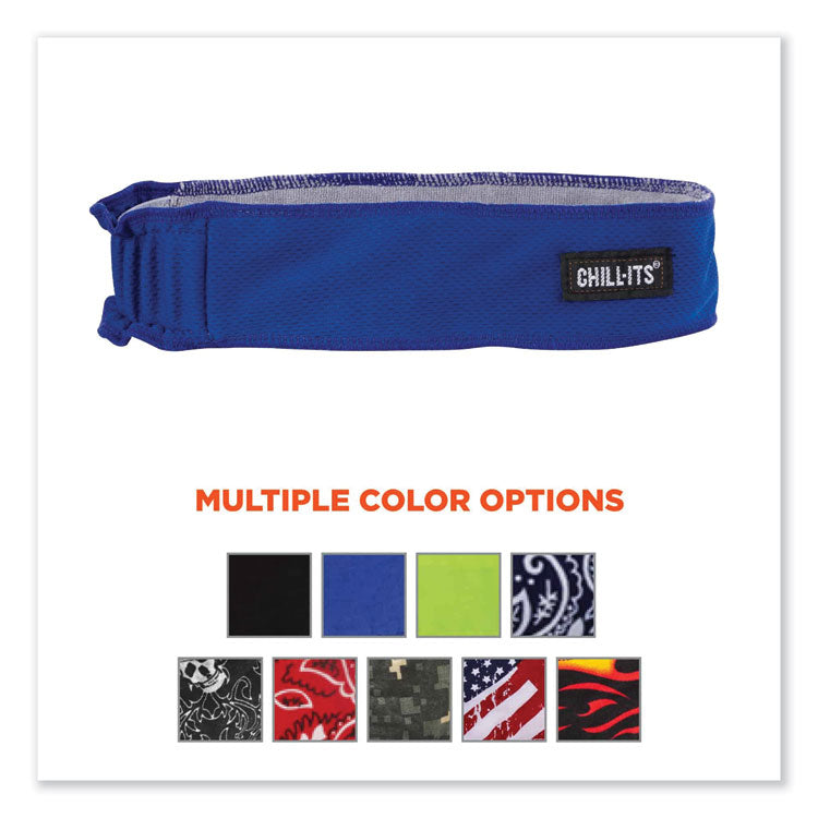 Chill-Its 6605 High-Performance Terry Cloth Sweatband, Cotton Terry Cloth, One Size Fits Most, Blue
