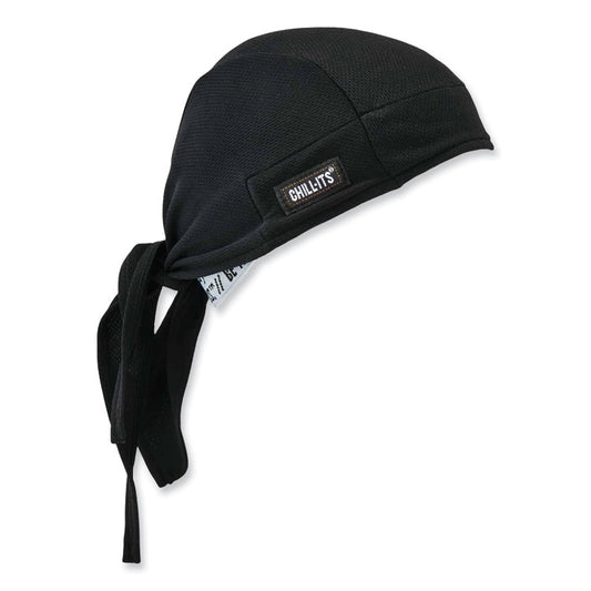 Chill-Its 6615 High-Performance Bandana Doo Rag with Terry Cloth Sweatband, One Size Fits Most, Black