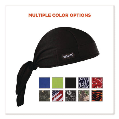 Chill-Its 6615 High-Performance Bandana Doo Rag with Terry Cloth Sweatband, One Size Fits Most, Black