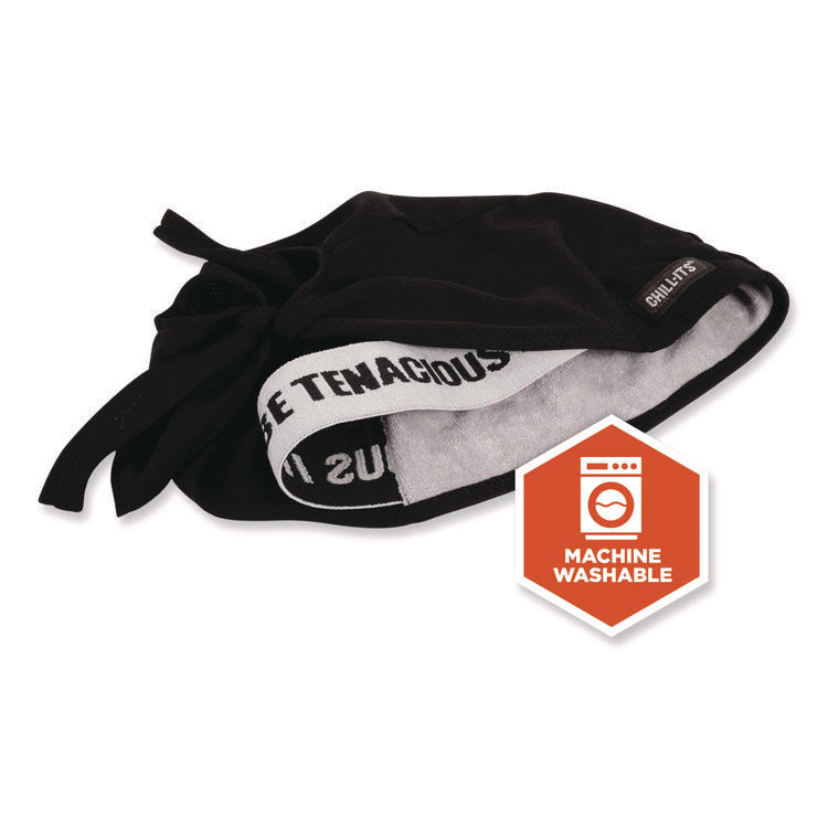 Chill-Its 6615 High-Performance Bandana Doo Rag with Terry Cloth Sweatband, One Size Fits Most, Black