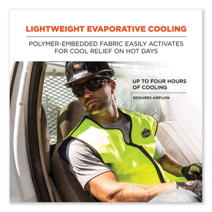 Chill-Its 6665 Embedded Polymer Cooling Vest with Zipper, Nylon/Polymer, X-Large, Lime