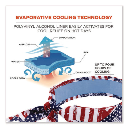 Chill-Its 6700CT Cooling Bandana PVA Tie Headband, One Size Fits Most, Stars and Stripes