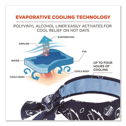 Chill-Its 6700CT Cooling Bandana PVA Tie Headband, One Size Fits Most, Navy Western
