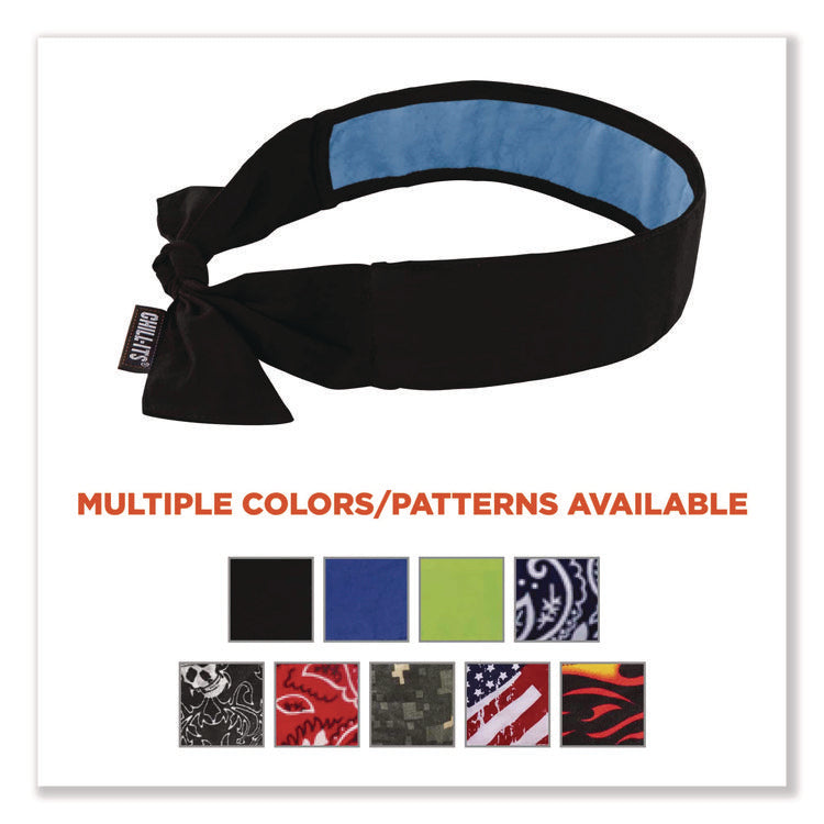 Chill-Its 6700CT Cooling Bandana PVA Tie Headband, One Size Fits Most, Black
