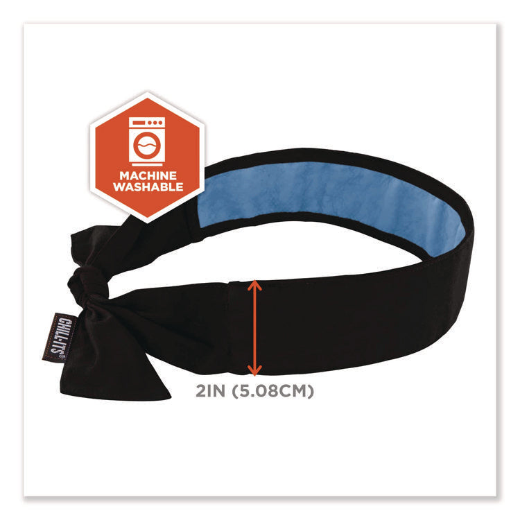 Chill-Its 6700CT Cooling Bandana PVA Tie Headband, One Size Fits Most, Black