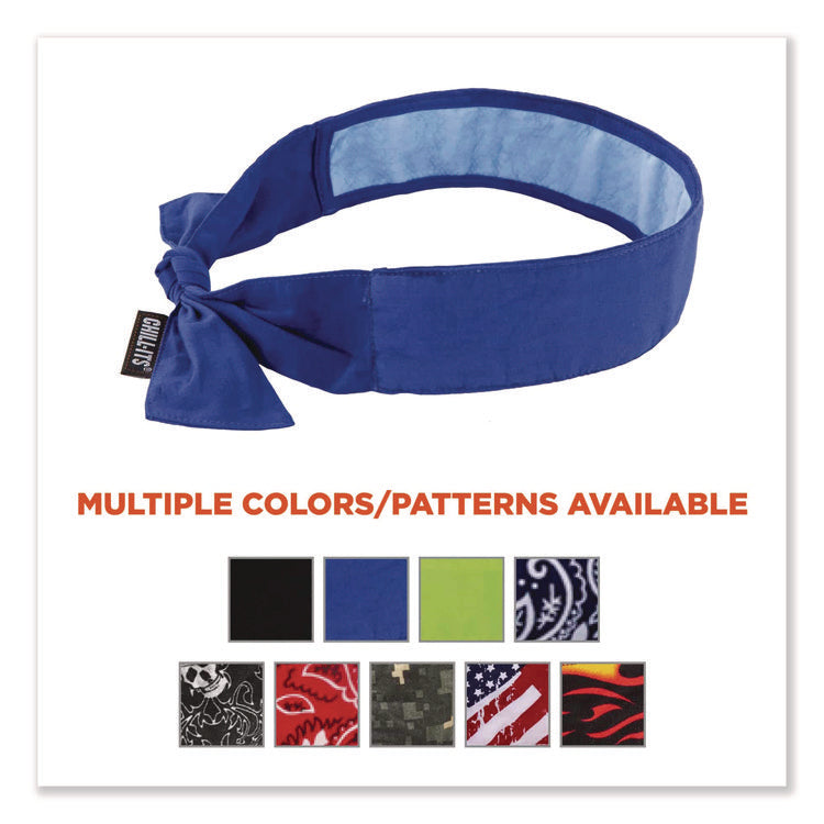 Chill-Its 6700CT Cooling Bandana PVA Tie Headband, One Size Fits Most, Solid Blue