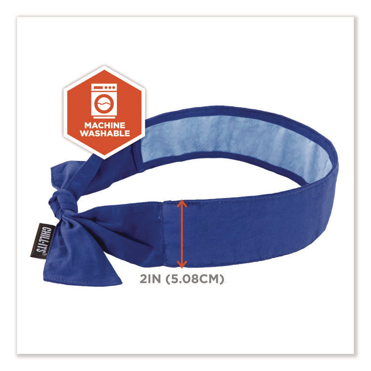 Chill-Its 6700CT Cooling Bandana PVA Tie Headband, One Size Fits Most, Solid Blue