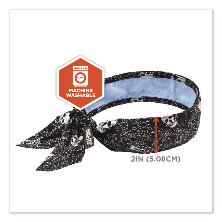 Chill-Its 6700CT Cooling Bandana PVA Tie Headband, One Size Fits Most, Skulls