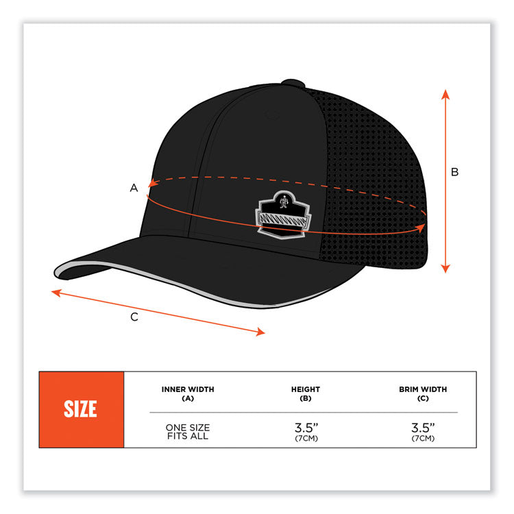 Chill-Its 8937 Performance Cooling Baseball Hat, Nylon/Polyester/Spandex, One Size Fits Most, Black