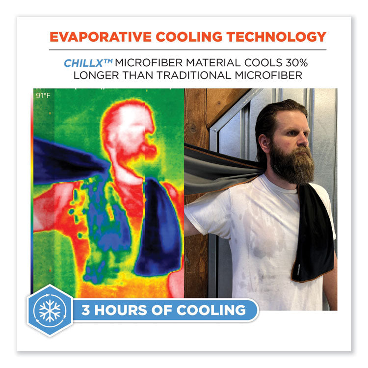 Chill-Its 6602MF Evaporative Microfiber Cooling Towel, 40.9 x 9.8, One Size Fits Most, Microfiber, Black