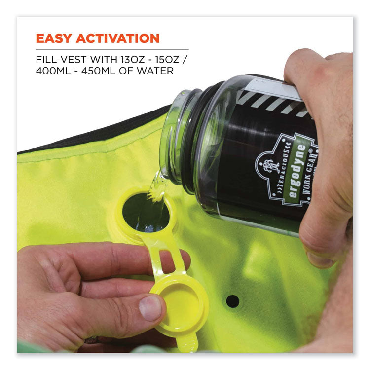 Chill-Its 6685 Premium Dry Evaporative Cooling Vest with Zipper, Nylon, Large, Lime