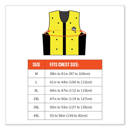 Chill-Its 6685 Premium Dry Evaporative Cooling Vest with Zipper, Nylon, Large, Lime