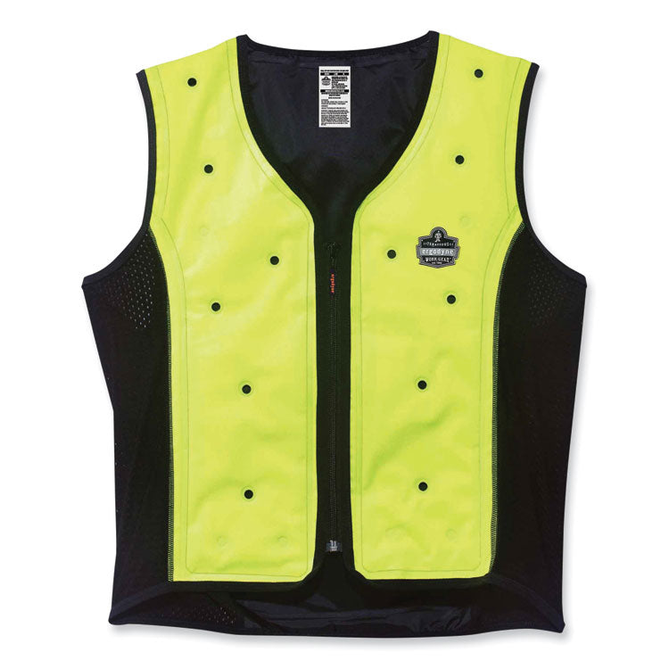 Chill-Its 6685 Premium Dry Evaporative Cooling Vest with Zipper, Nylon, X-Large, Lime