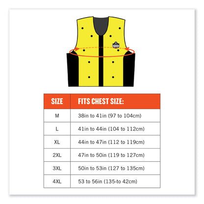 Chill-Its 6685 Premium Dry Evaporative Cooling Vest with Zipper, Nylon, X-Large, Lime