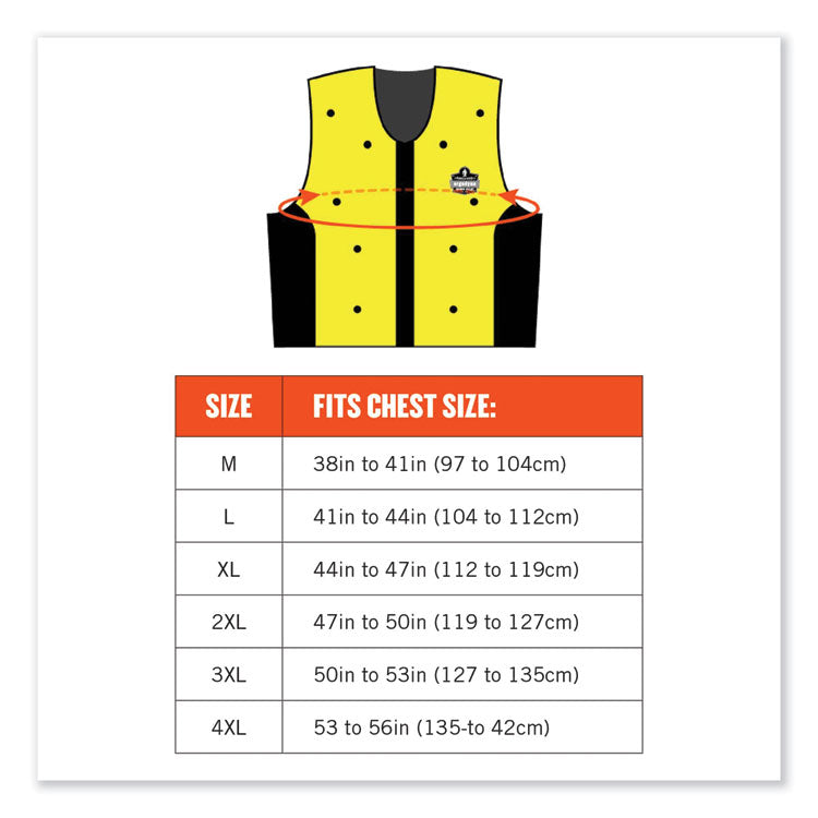 Chill-Its 6685 Premium Dry Evaporative Cooling Vest with Zipper, Nylon, 2X-Large, Lime