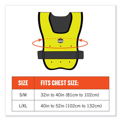 Chill-Its 6687 Economy Dry Evaporative Cooling Elastic Waist Vest, Nylon, Large/X-Large, Lime