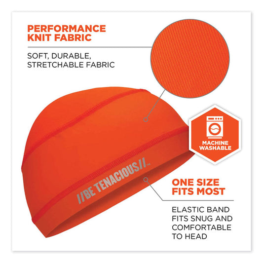 Chill-Its 6632 Performance Knit Cooling Skull Cap, Polyester/Spandex, One Size Fits Most, Orange