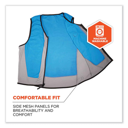 Chill-Its 6667 Wet Evaporative PVA Cooling Vest with Zipper, PVA, Large, Blue