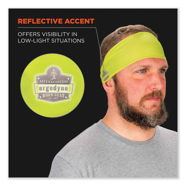 Chill-Its 6634 Performance Knit Cooling Headband, Polyester/Spandex, One Size Fits Most, Lime