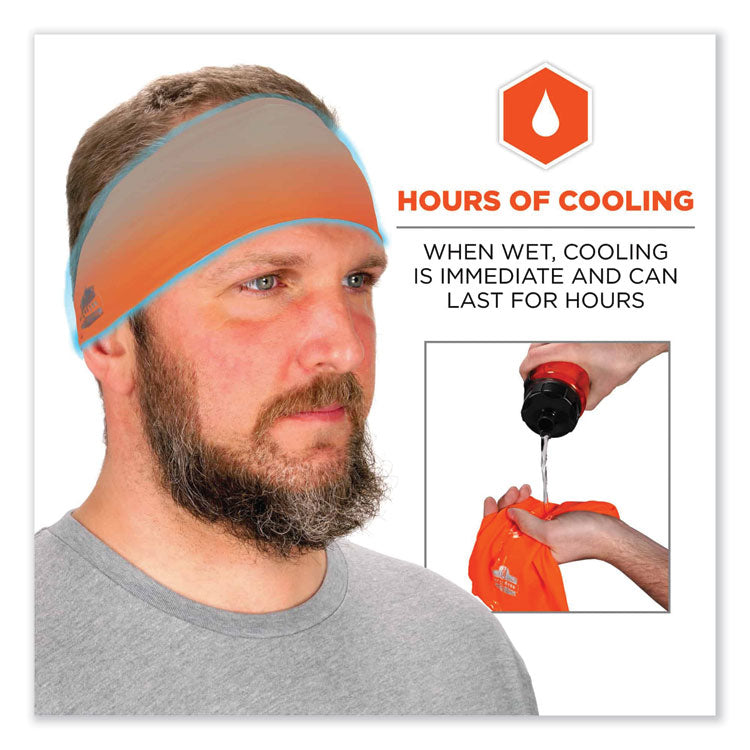 Chill-Its 6634 Performance Knit Cooling Headband, Polyester/Spandex, One Size Fits Most, Orange