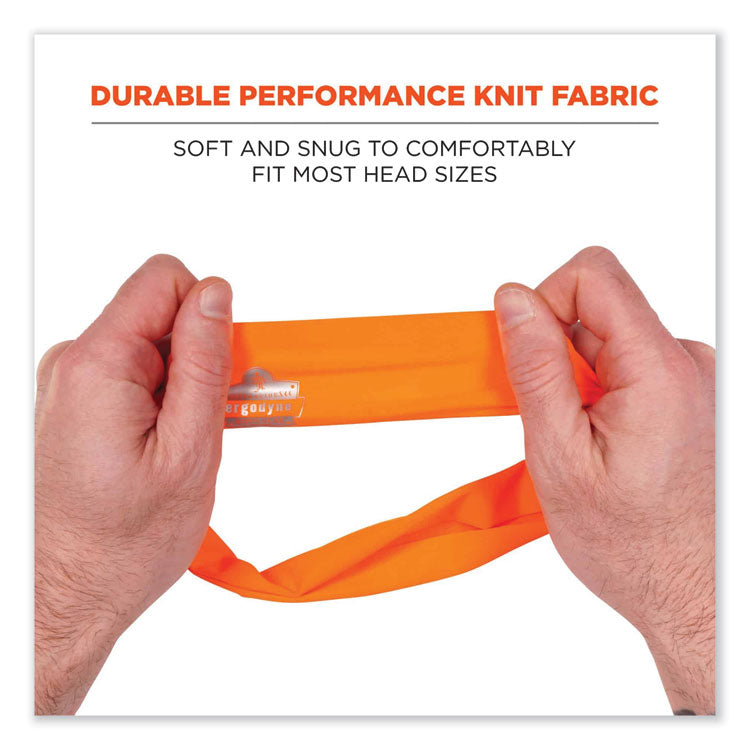 Chill-Its 6634 Performance Knit Cooling Headband, Polyester/Spandex, One Size Fits Most, Orange