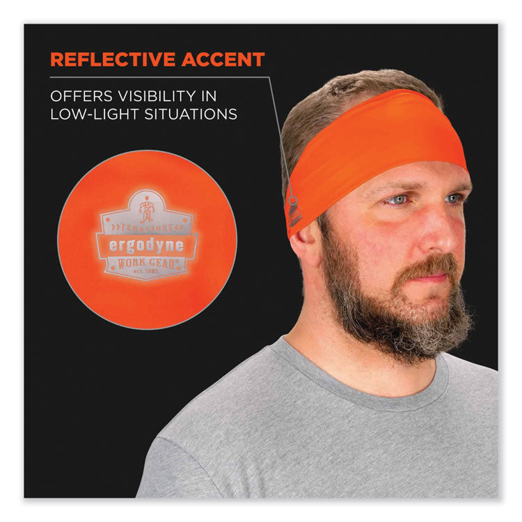Chill-Its 6634 Performance Knit Cooling Headband, Polyester/Spandex, One Size Fits Most, Orange