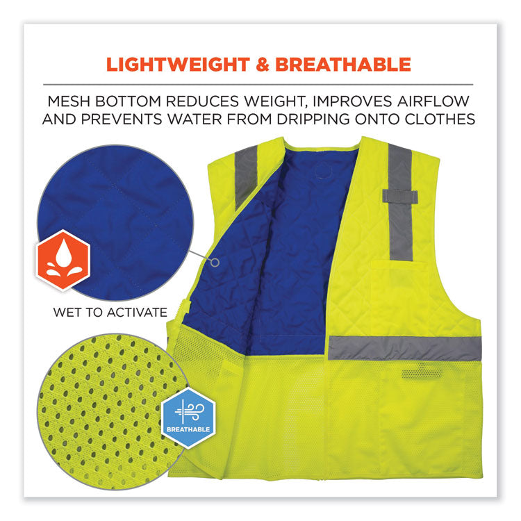 Chill-Its 6668 Class 2 Hi-Vis Safety Cooling Vest, Polymer, Medium, Lime
