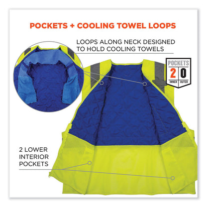 Chill-Its 6668 Class 2 Hi-Vis Safety Cooling Vest. Polymer, Large, Lime