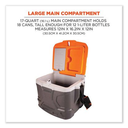 Chill-Its 5170 17-Quart Industrial Hard Sided Cooler, Orange/Gray, 30/Pallet